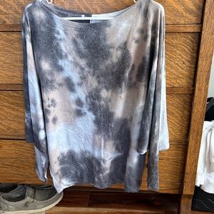 Elegant Gray Tie-Dye Women's Top